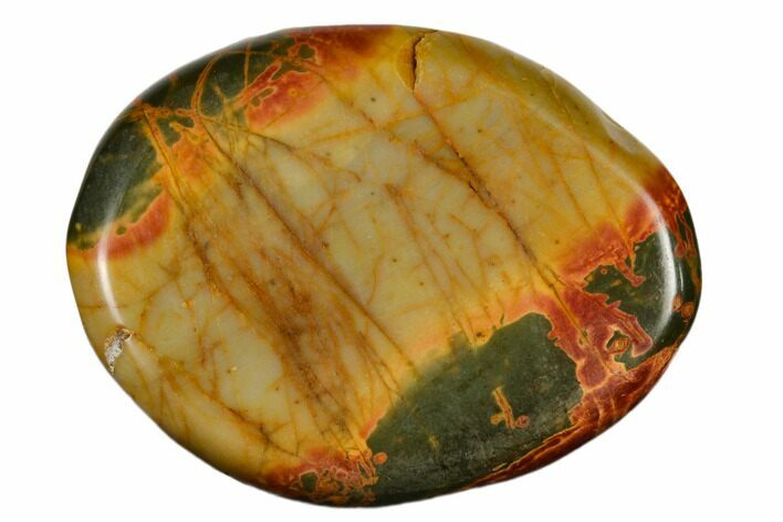 1.8" Polished Cherry Creek Jasper Flat Pocket Stone  - Photo 1